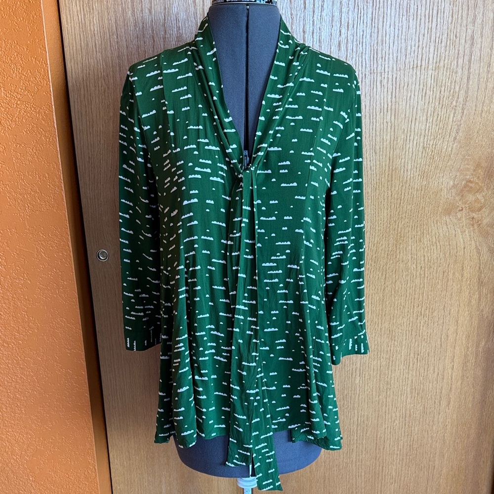 Maeve Button Up Tie Neck Blouse